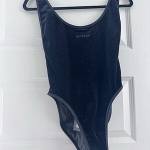 IVY PARK Black Velvet Bodysuit